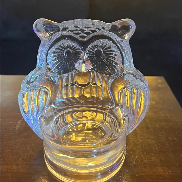 Clear Glass Owl votive candle holder - Picture 5 of 6